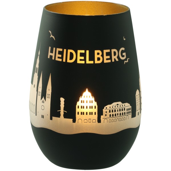 Windlicht Skyline Heidelberg Schwarz/Gold