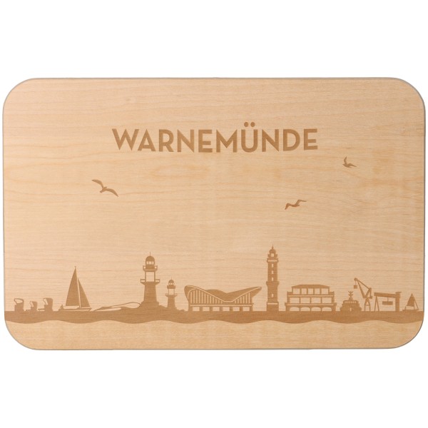 Frühstücksbrett Skyline Warnemünde 23cm x 15cm x 1cm