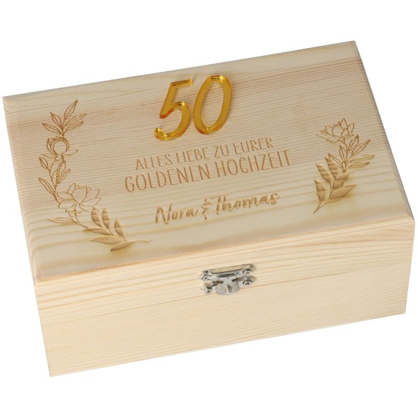 Geschenkbox 50 Goldene Hochzeit "Namen"