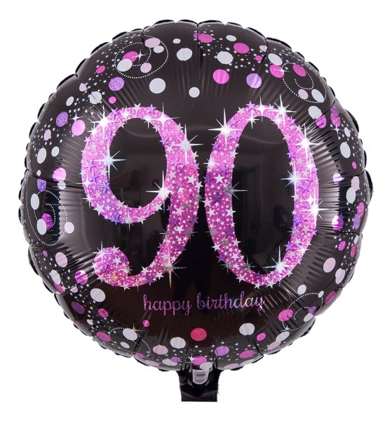 Zahlen Folienballon zum 90. Geburtstag, Radiant schwarz-pink