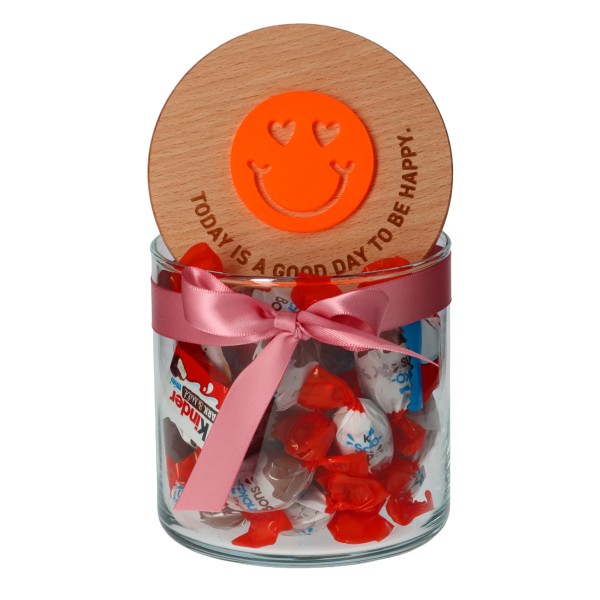 Geschenkglas "GOOD DAY" Neonorange