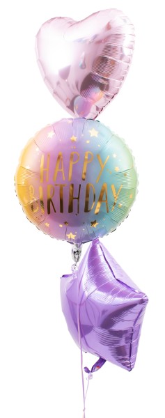Ballon Bouquet "Happy Birthday Pastell Ombre & Stars"