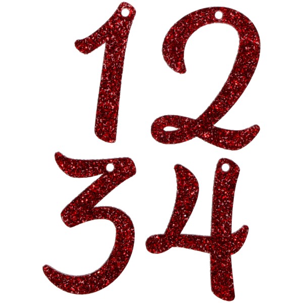 Adventskranz Anhänger Zahlen 1-4 Acryl Rot 5,5cm