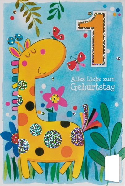 Geburtstagskarte 1. Geburtstag "Alles Liebe zum Geburtstag"