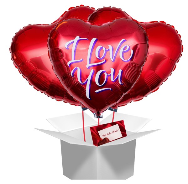 Rotes Ballon Bouquet "I Love You" mit Grußkarte