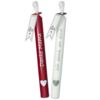 Kerzen-Set Rot/Weiß "Danke Mama" & "Ich denk an dich"  Kerzen-Set Rot/Weiß "Danke Mama" & "Ich denk an dich"