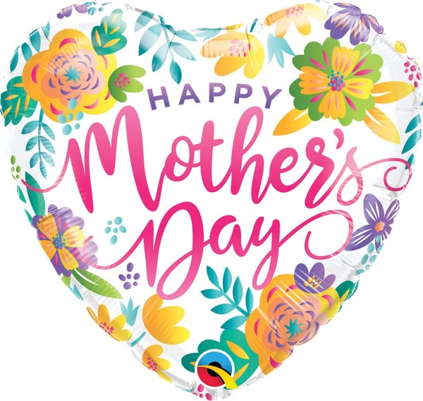 Herzballon "Happy Mother's Day" Frühlingsblumen