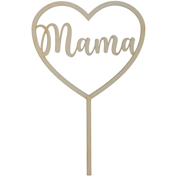 Cake Topper "Mama" Herz groß aus Holz