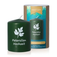 Stumpenkerze "Petersilienhochzeit" Jägergrün  Stumpenkerze "Petersilienhochzeit" Jägergrün