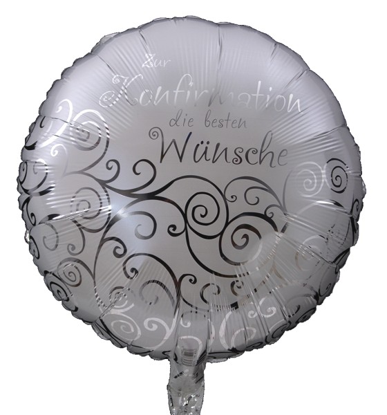 Silberner Folienballon "Zur Konfirmation die besten Wünsche"
