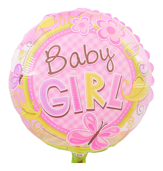 Baby Ballon "Baby Girl", Pink-Transparent