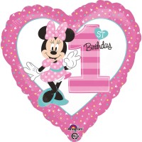 Herz Ballon "1st Birthday" Minnie Mouse  Herz Ballon "1st Birthday" Minnie Mouse
