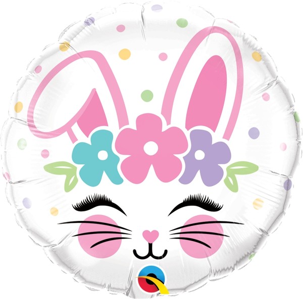 Folienballon Rund "Bunny Face" in pastel Farben