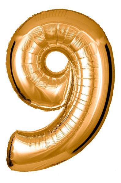 Zahlenballon Gold "9"