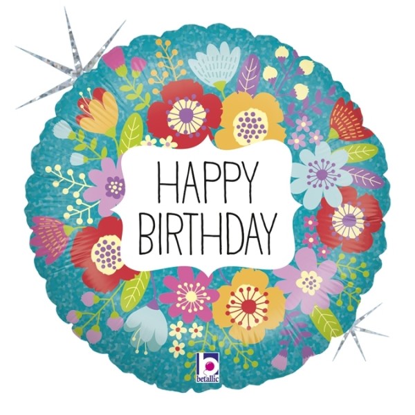 Wildblumen Ballon "Happy Birthday"