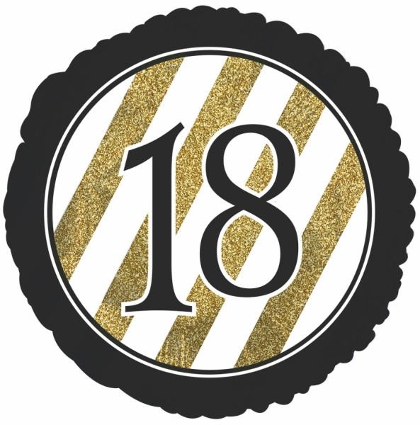 Luftballon zum 18. Geburtstag Schwarz & Gold Glitzer