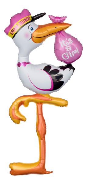 Riesenballon "Storch mit Baby - It's a Girl"