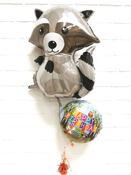 Ballonset Waldtiere mit Waschbär "Happy Birthday"