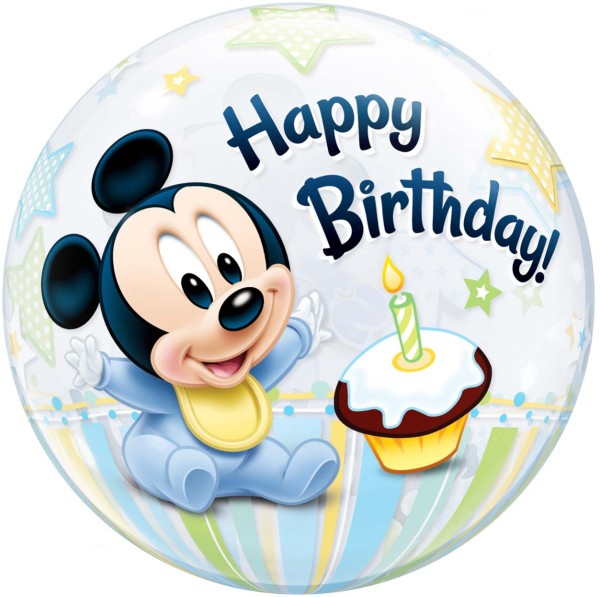 Bubble Ballon 1. Geburtstag "Happy Birthday Mickey Mouse"