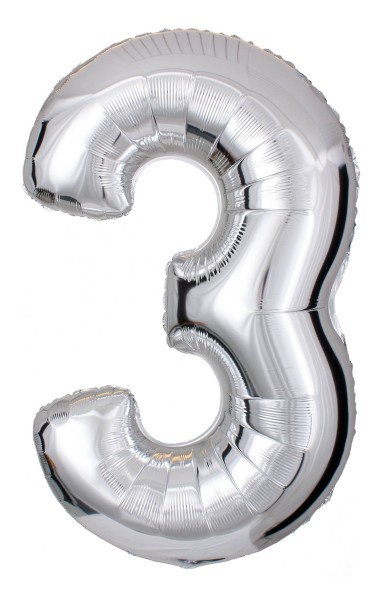 Silberne Luftballon Zahl "3"