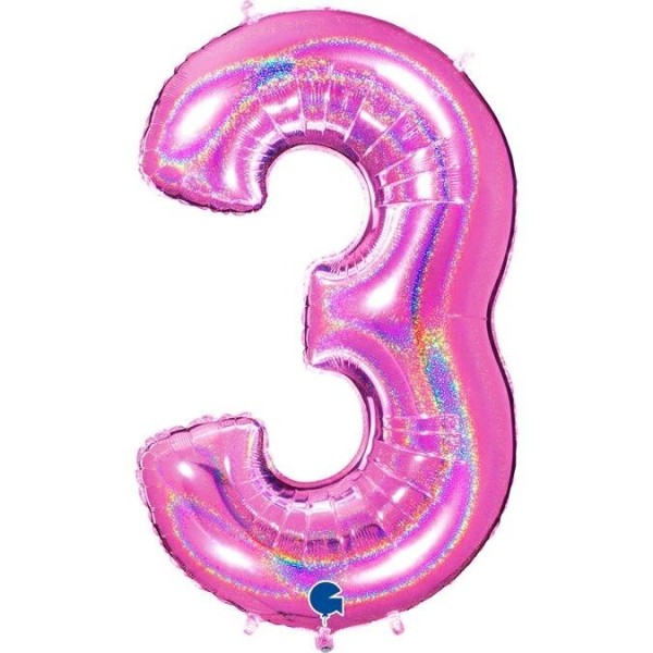 Zahlenballon Pink Holo "3"