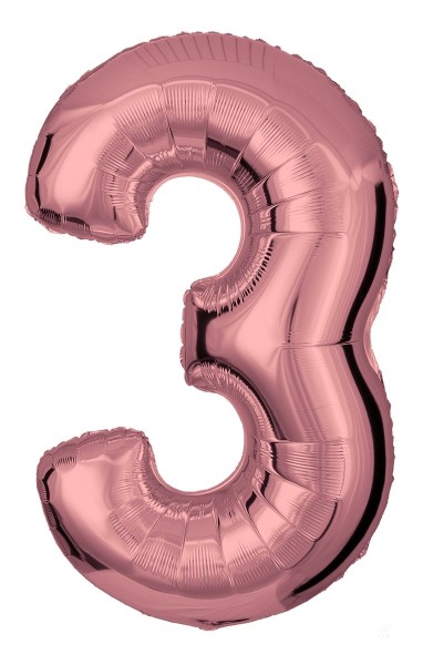 Zahlenballon Roségold "3"