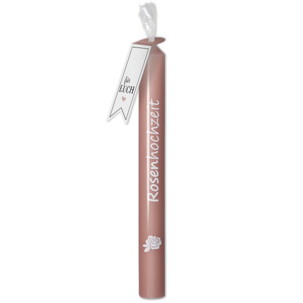 Stabkerze "Rosenhochzeit" Dunkelrosa