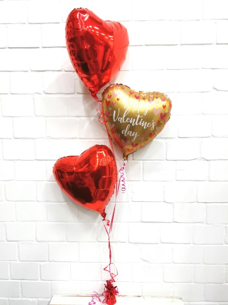 Ballon Bouquet "Happy Valentine's Day" Gold/Rot