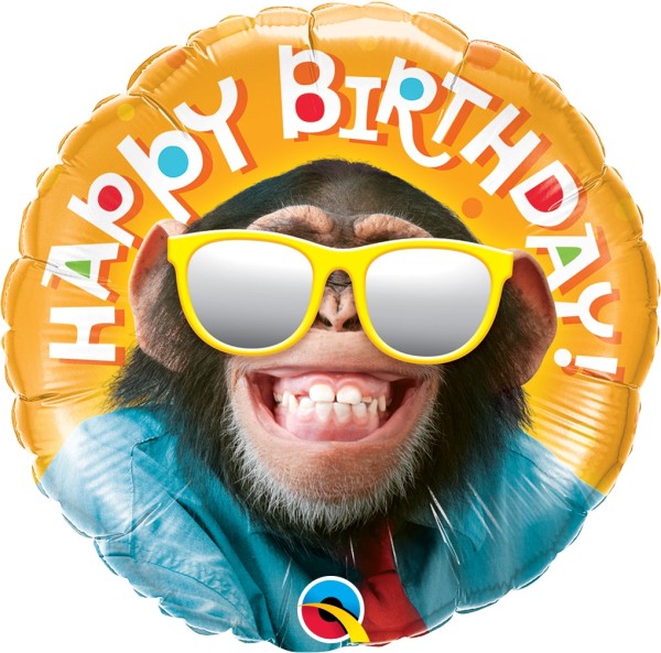 Ballon Affe mit Brille wünscht "HAPPY BIRTHDAY"