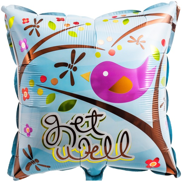 Quadratischer Folienballon "GET WELL"