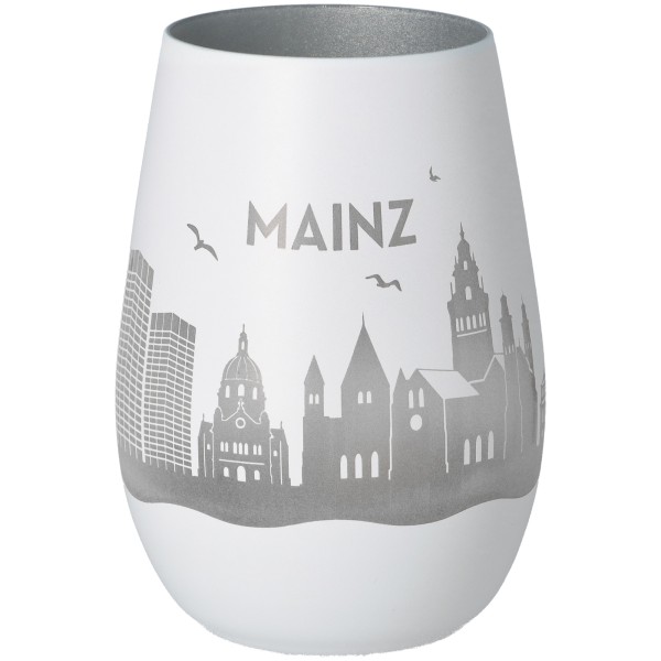 Windlicht Skyline Mainz Weiß/Silber
