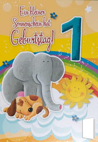 Geburtstagskarte 1. Geburtstag "Ein kleiner Sonnenschein hat Geburtstag!"