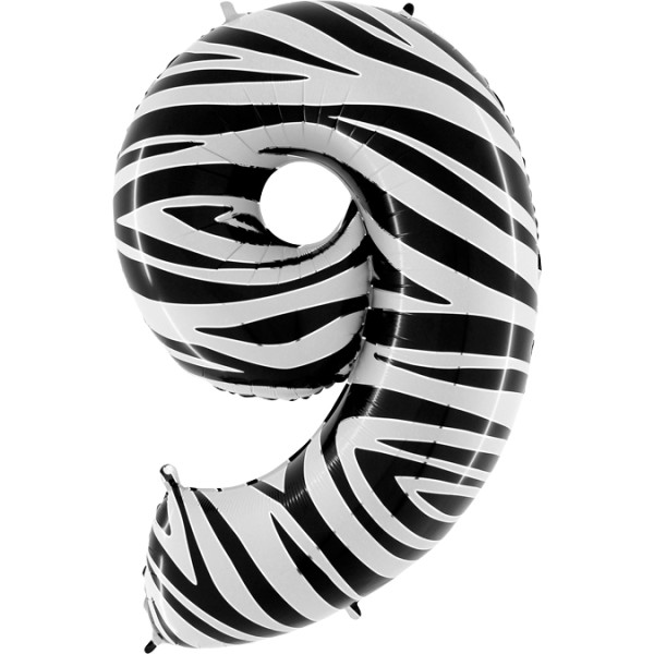Zahlenballon Zebramuster "9"