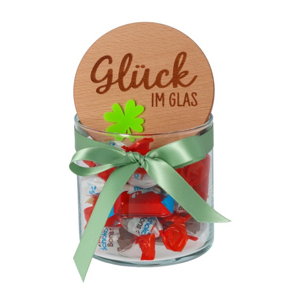 Geschenkglas "Glück im Glas" Neongrün