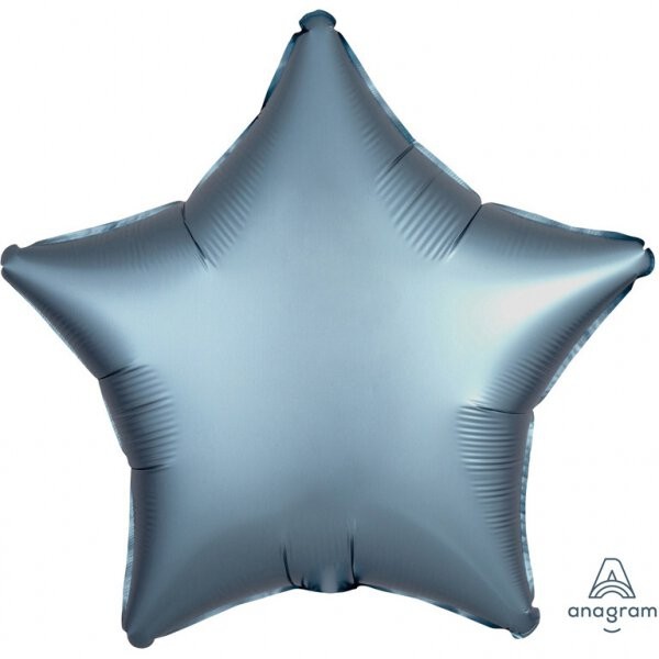 Folienballon Stern, Satin Steel Blue