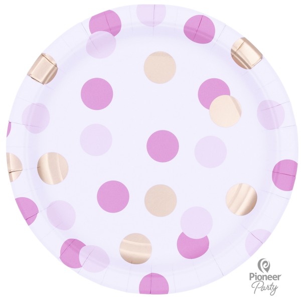 Pappteller rund in Pink & Gold