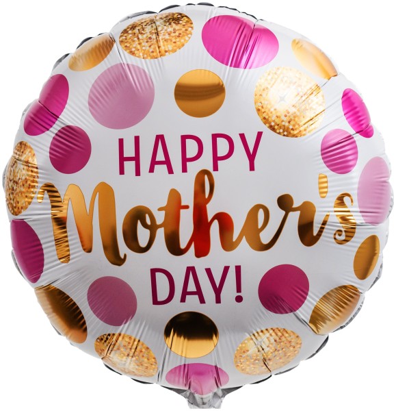 Folienballon "Happy Mother's Day" Rosa & Gold mit Punkten