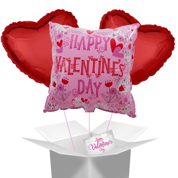 Ballon Bouquet "Happy Valentine's Day" mit Grußkarte