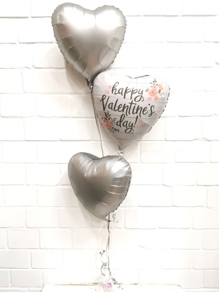 Ballon Bouquet "Happy Valentine's Day" Silber/Weiß