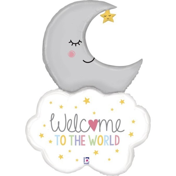 Riesenballon Mond mit Wolke "Welcome to the World"