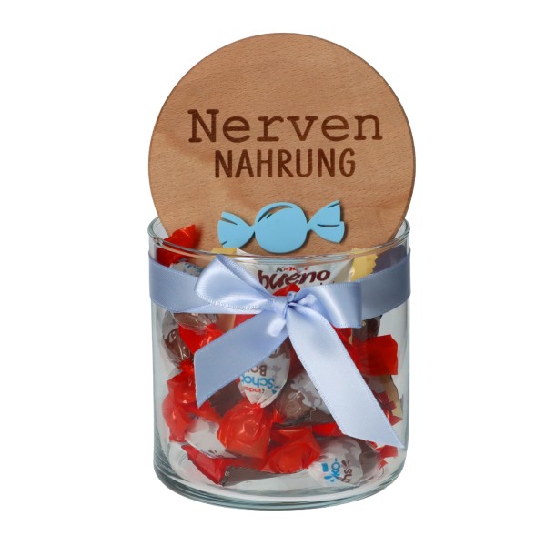 Geschenkglas "Nervennahrung" Pastel Hellblau
