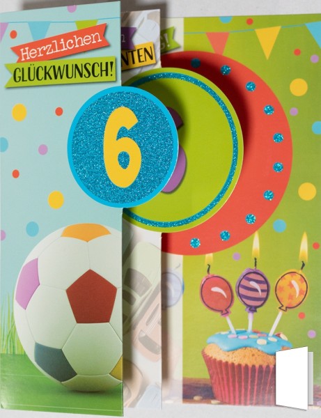 Geburtagskarte 6. Geburtstag "Herzlichen Glückwunsch"