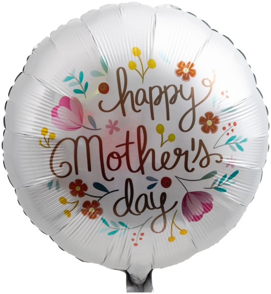Folienballon Satin mit Blumen "Happy Mother's Day"