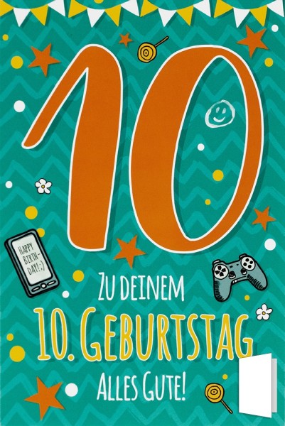 Geburtstagskarte "Zu deinem 10. Geburtstag alles Gute!"