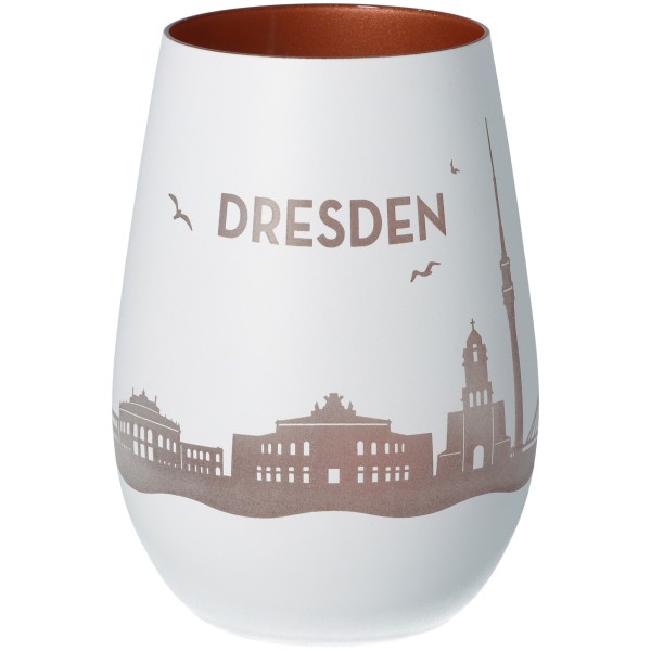 Windlicht Skyline Dresden Weiß/Bronze