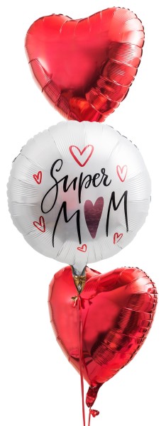 Deko Ballonset Muttertag "Super Mum" rot