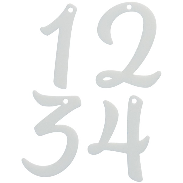 Adventskranz Anhänger Zahlen 1-4 Acryl Weiß 5,5cm