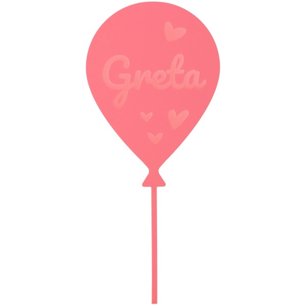 Cake Topper Ballon Herz Rosa "Name" aus Acryl