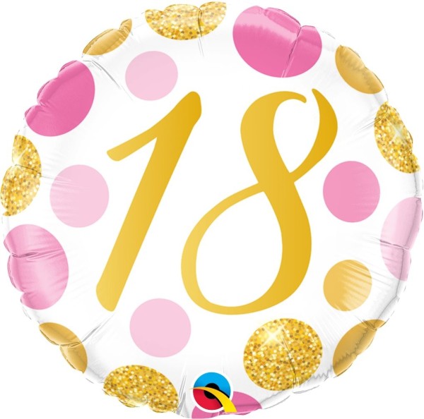 Gold-Pink gepunkteter Geburtstagsballon "18"