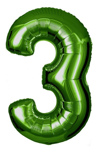 Zahlenballon Grün "3"